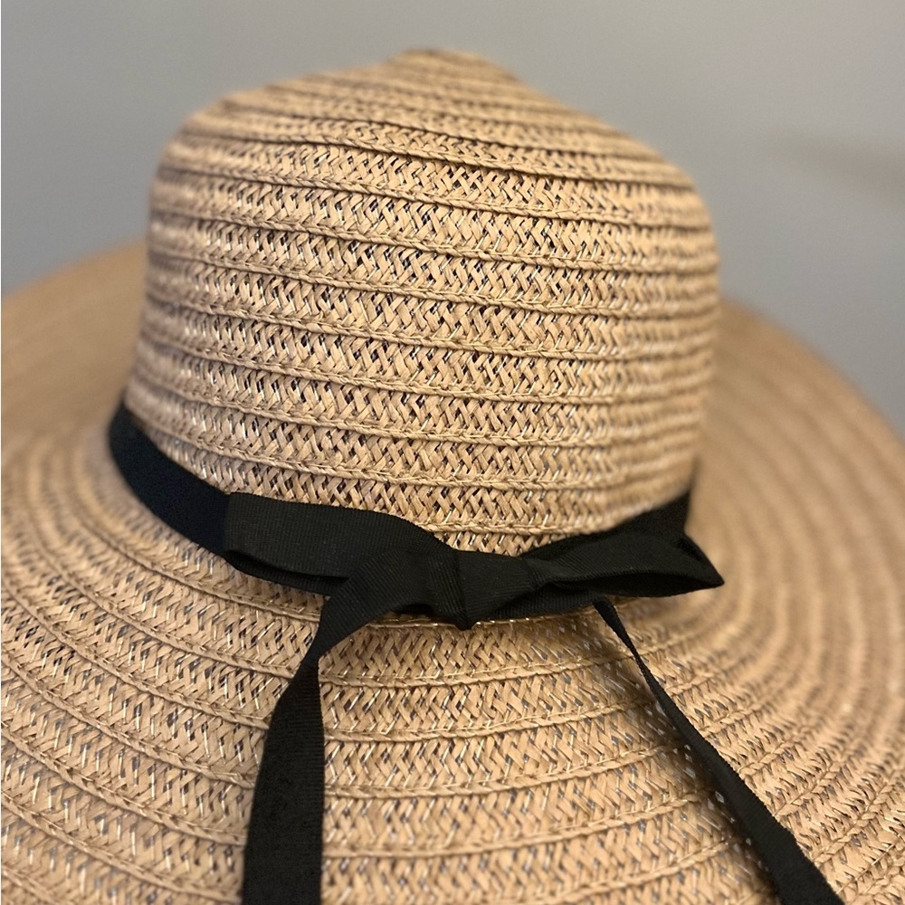 Raffia Sun Hat with Black Ribbon - Picture 3 of 3